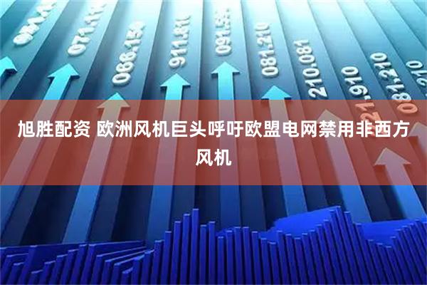 旭胜配资 欧洲风机巨头呼吁欧盟电网禁用非西方风机